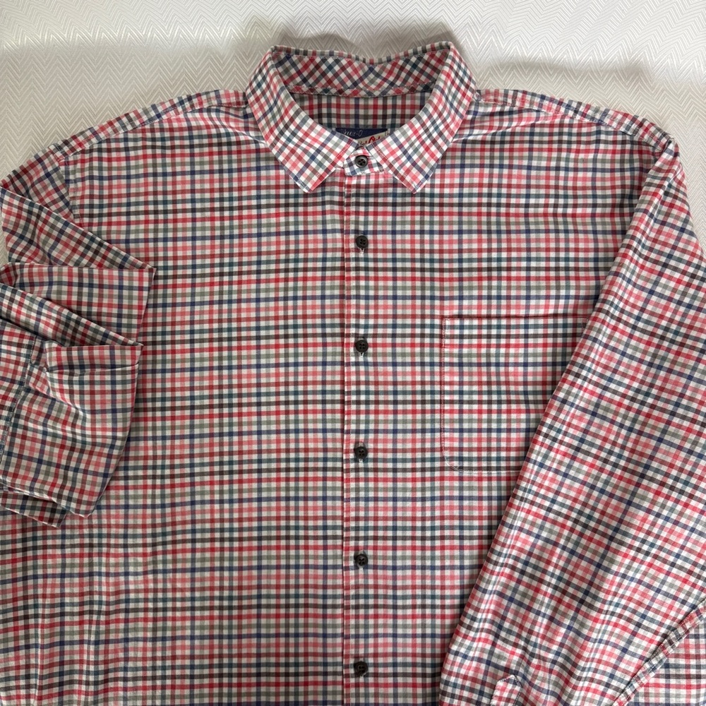 Johnnie-O Plaid Red and Blue Casual Shirt 2XL